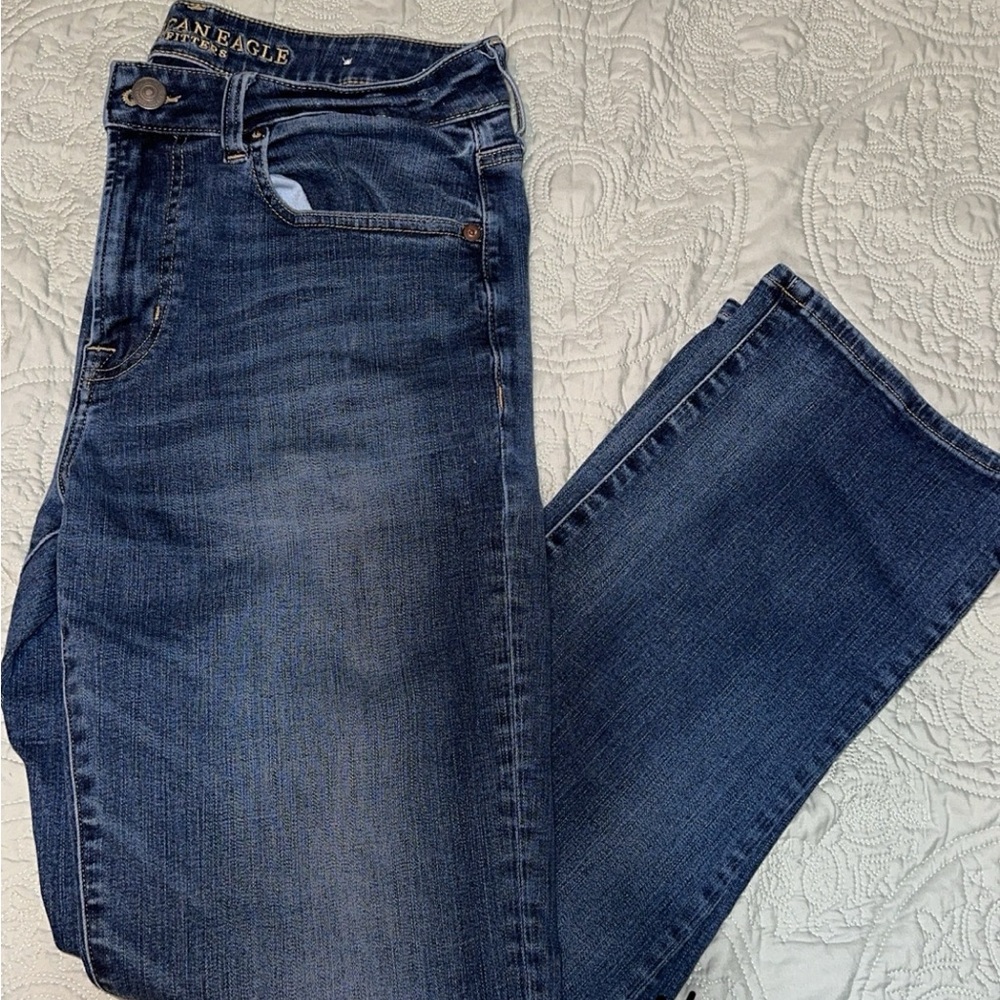 Men’s American Eagle AE Extreme Flex Bootcut Blue Jeans 34x32 Barely Worn